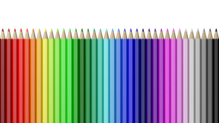 Rainbow of Colorful Pencils Aligned