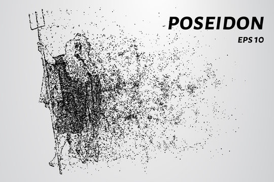 Poseidon of particles. The God of the sea is made up of circles and dots.