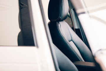 Seat of a car upholstered in leather