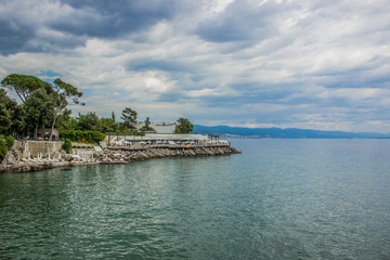 Naklejka premium resort waterfront tropic city district with space for walk near sea