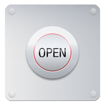 Open button on a chrome panel to unlock doors and windows, but also symbolic for opening your mind, heart, soul, eyes, ears.