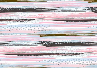 Papier Peint photo autocollant Rayures horizontales Modèle sans couture de vecteur avec des bords rugueux dessinés à la main, des coups de pinceau texturés et des rayures peintes à la main.