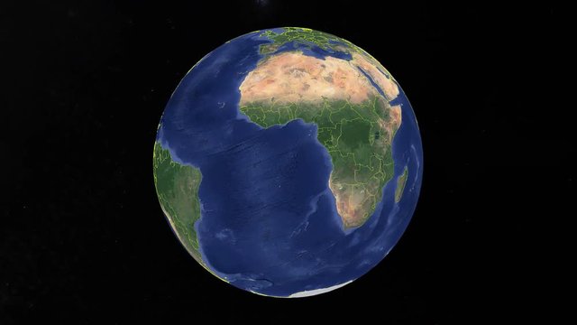 Zimbabwe with flag. 3d earth in space - zoom in Zimbabwe outer, created using ultra high res NASA