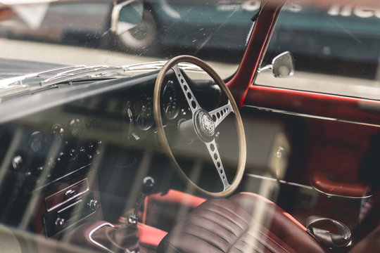 Vintage sports car interior