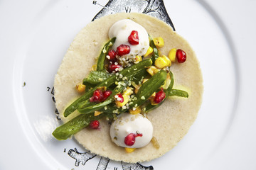 Vegetable and fruit taco with Fresco cheese