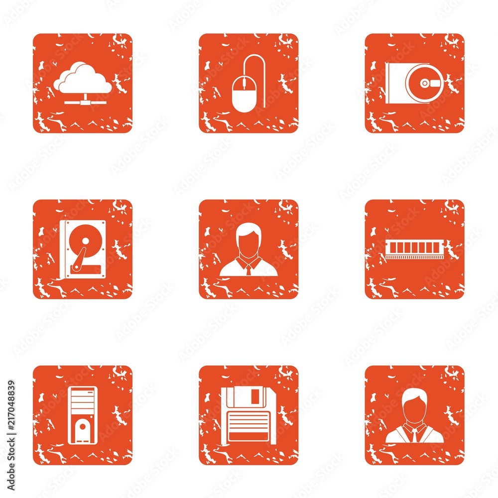 Poster secret data icons set. grunge set of 9 secret data vector icons for web isolated on white background