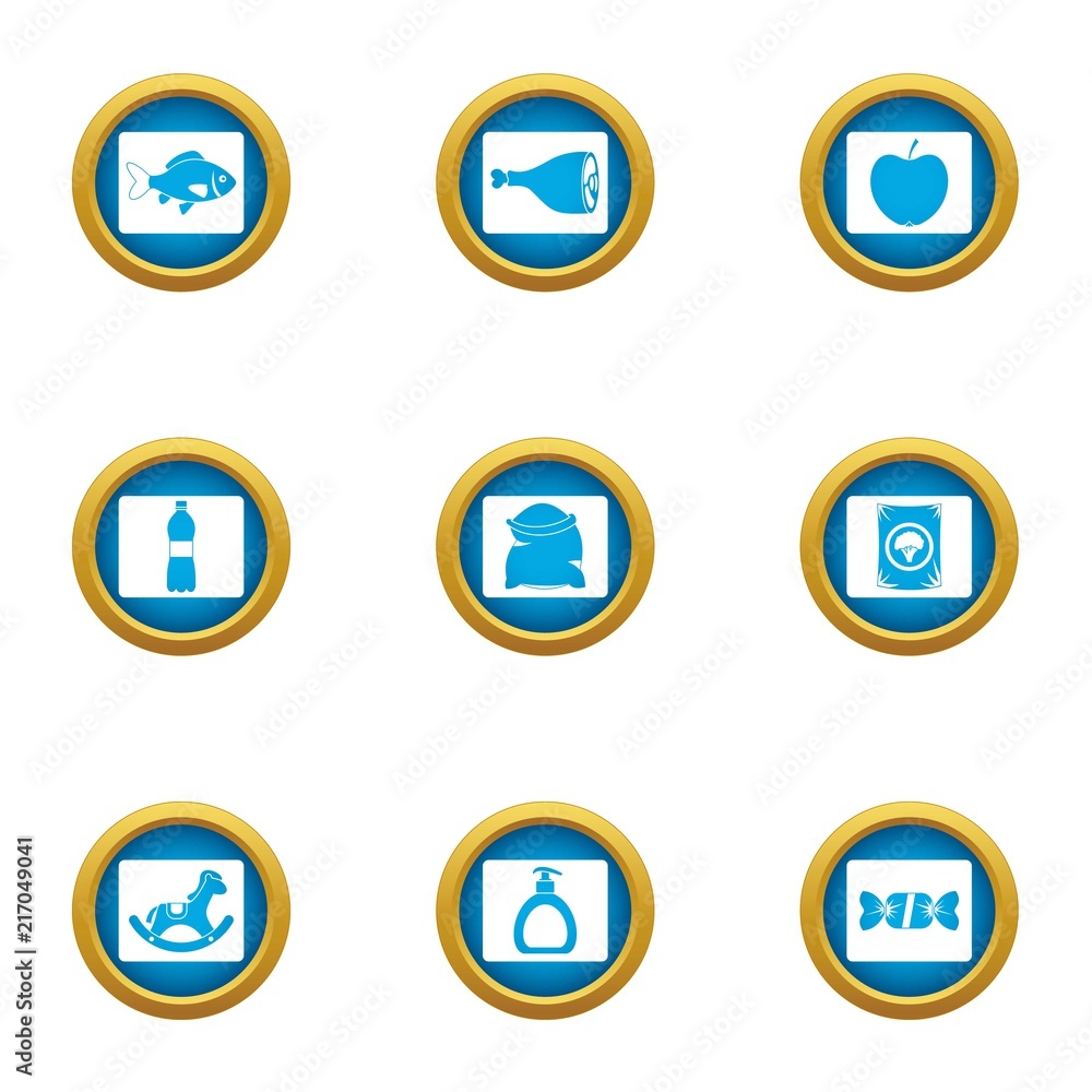 Poster object photo icons set. flat set of 9 object photo vector icons for web isolated on white background