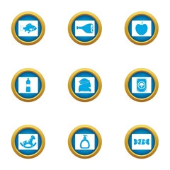 Object photo icons set. Flat set of 9 object photo vector icons for web isolated on white background