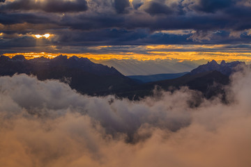 sunset in Dolomite Alps, Italy