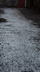Empty wet asphalt street.