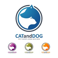Cat and Dog Pet Shop Logo Design, Cat Logo, Dog Logo, Pet Logo, Pet Shop Logo