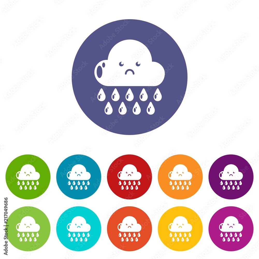 Poster rain icons color set vector for any web design on white background
