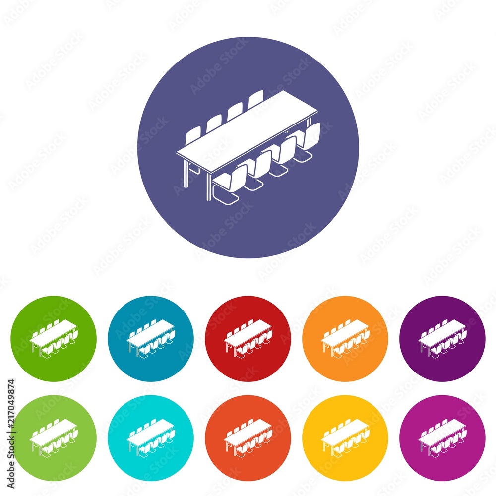Poster long meet table icons color set vector for any web design on white background