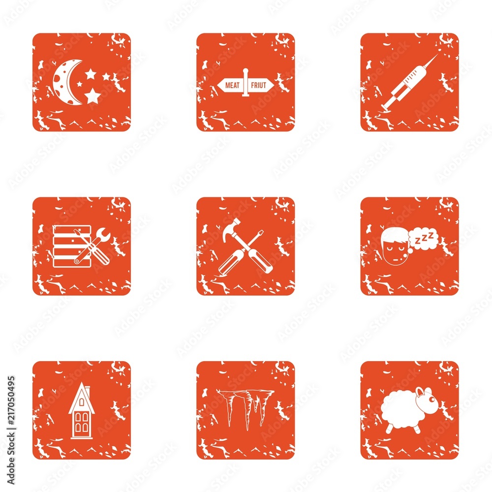 Poster evenfall icons set. grunge set of 9 evenfall vector icons for web isolated on white background
