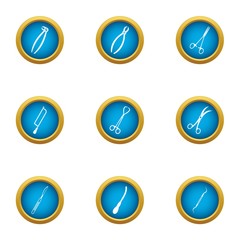 Metallically tool icons set. Flat set of 9 metallically tool vector icons for web isolated on white background