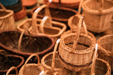 Handcrafts,  Handmade Wicker Baskets  In Local Market