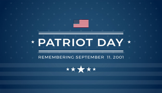 Patriot Day 9/11 blue background Remembering September 11 2001 - vector illustration