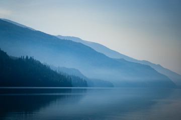 mist over rolling hills