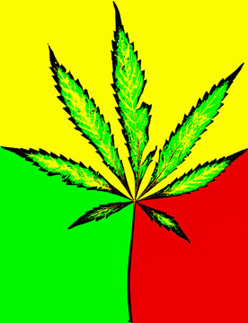 multicolored marijuana leaf