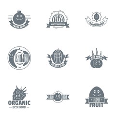 Vegan foodstuff logo set. Simple set of 9 vegan foodstuffvector logo for web isolated on white background