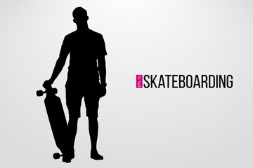 Silhouette of a skateboarder. Vector illustration