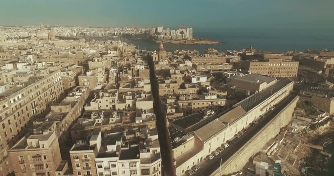 Aerial Shot over city closed with defensive ramparts