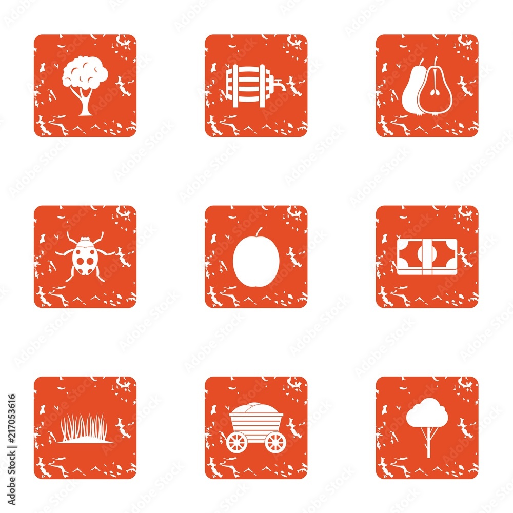 Poster verdant region icons set. grunge set of 9 verdant region vector icons for web isolated on white back