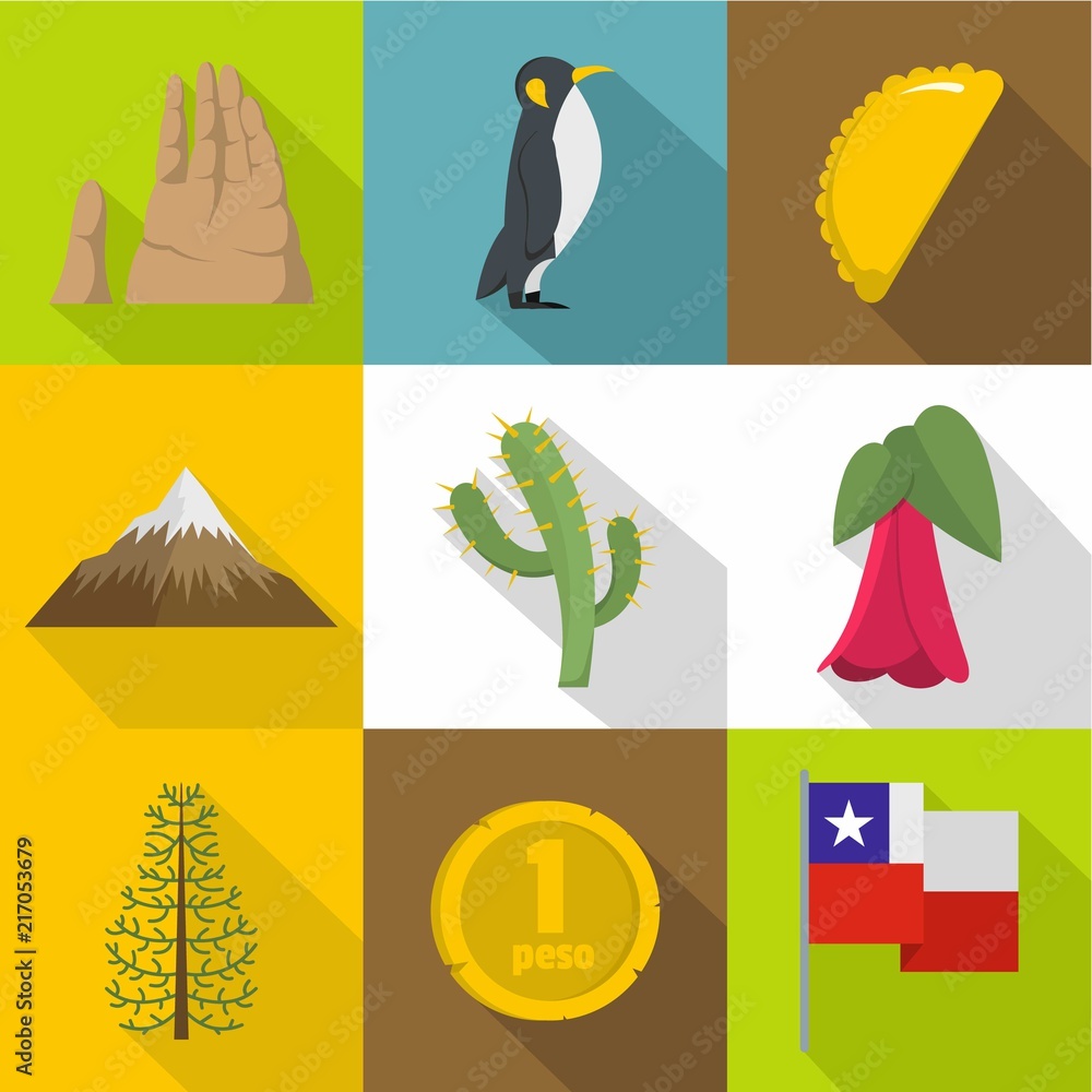 Poster wilderness icons set. flat set of 9 wilderness vector icons for web isolated on white background
