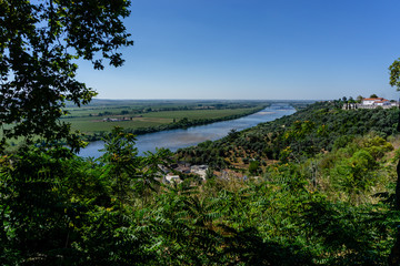 Fototapeta na wymiar View of Tagus river from Portas do Sol garden in Santarem, Ribatejo, Portugal