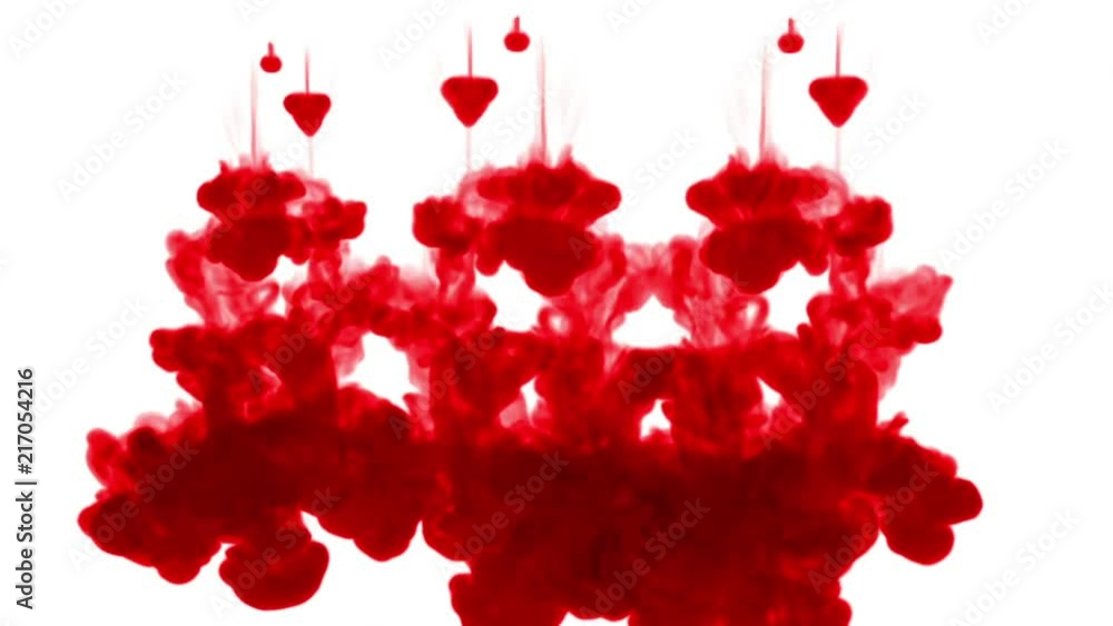 Poster 3d render of red ink dissolve in water, simulation of ink injection, vfx effects with luma matte. re