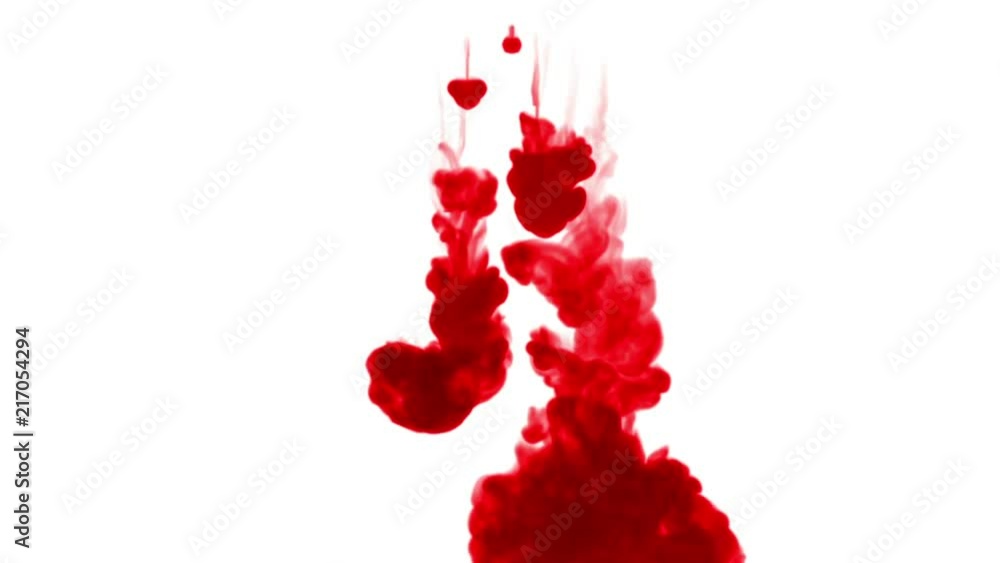 Poster 3d render of red ink dissolve in water, simulation of ink injection, vfx effects with luma matte. re