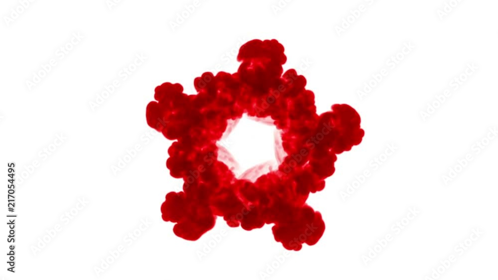 Poster 3d render of red ink dissolve in water, simulation of ink injection, vfx effects with luma matte. re