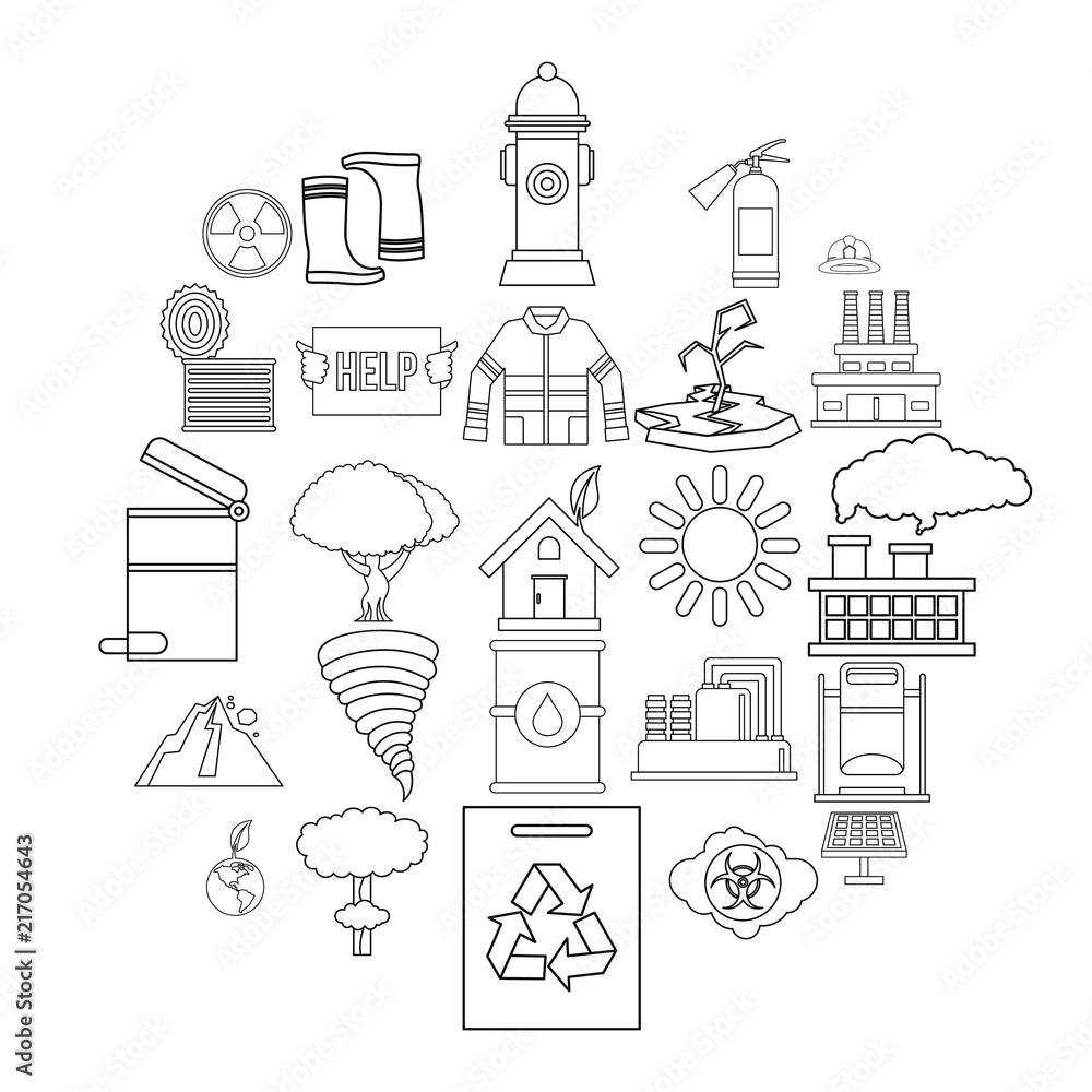 Poster catastrophic event icons set. outline set of 25 catastrophic event vector icons for web isolated on 