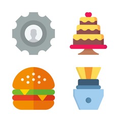 food icons set. bread, background, grill and golden graphic works