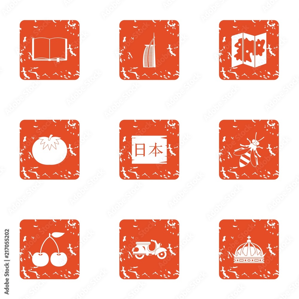 Aufkleber nippon icons set. grunge set of 9 nippon vector icons for web isolated on white background