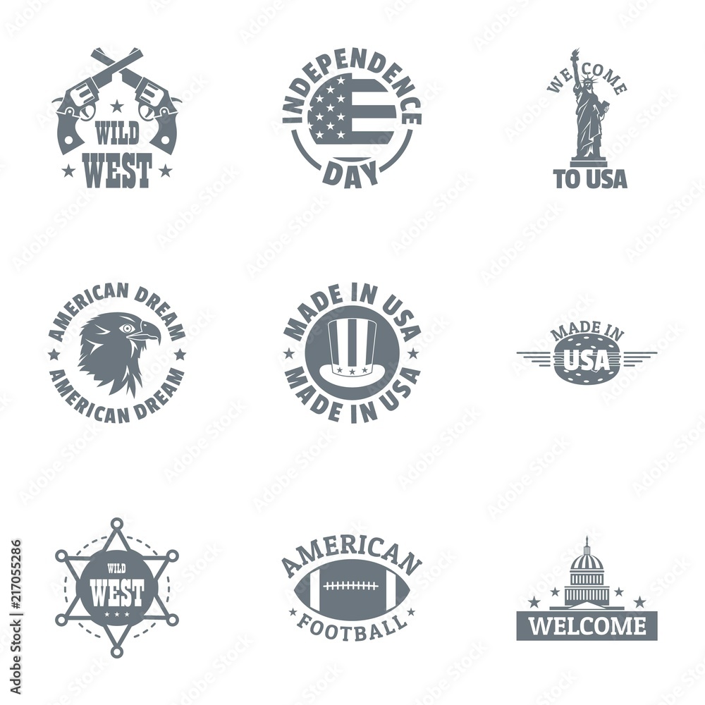 Poster crazy west logo set. simple set of 9 crazy west vector logo for web isolated on white background