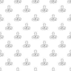 Businessman with arrow around icon in outline style on a white background