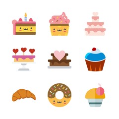9 cake icons set