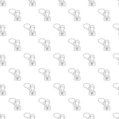 Businessman with a empty speech bubble icon in outline style on a white background