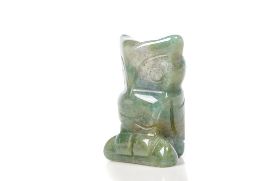 macro mineral stone owl from moss agate