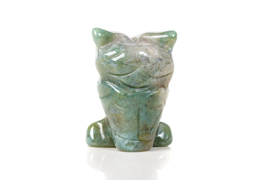 macro mineral stone owl from moss agate