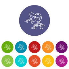 Protozoan virus icons color set vector for any web design on white background