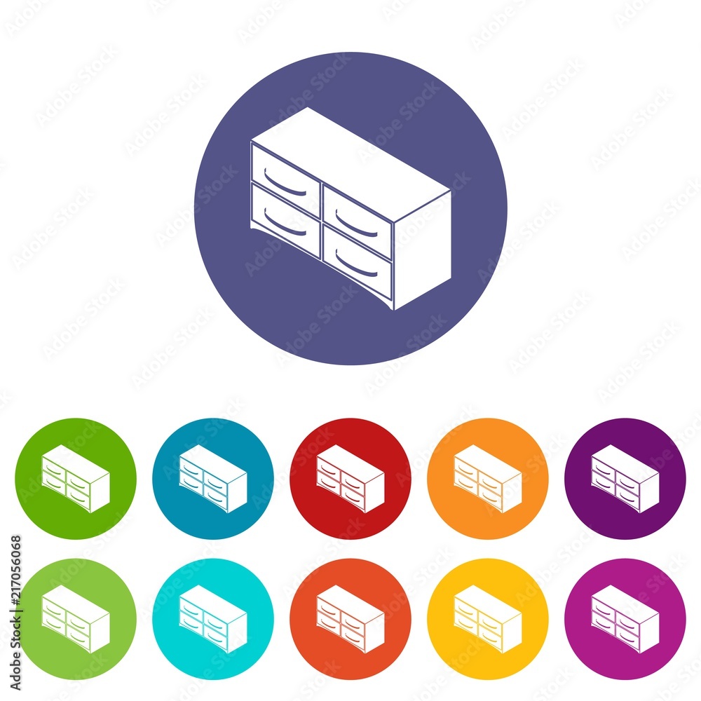 Poster chest of drawers icons color set vector for any web design on white background