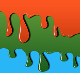 Color dripping, stretching paint. Falling drops. Vector illustration for your design.