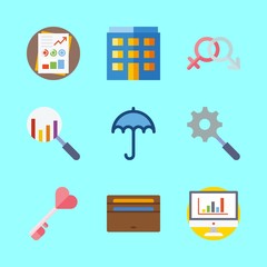finance vector icons set. genders, statistics, search and stats in this set