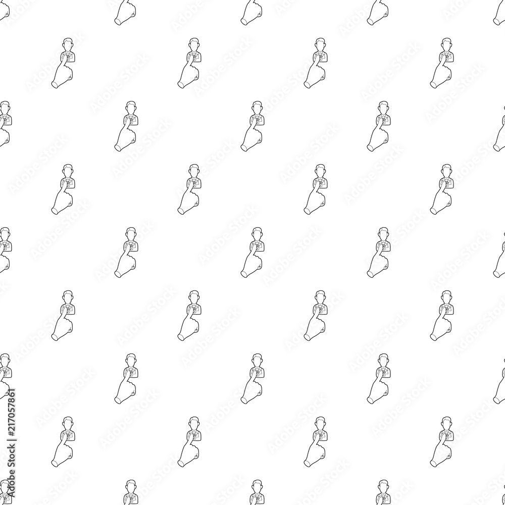 Poster hand cursor pointing to a person icon in outline style on a white background