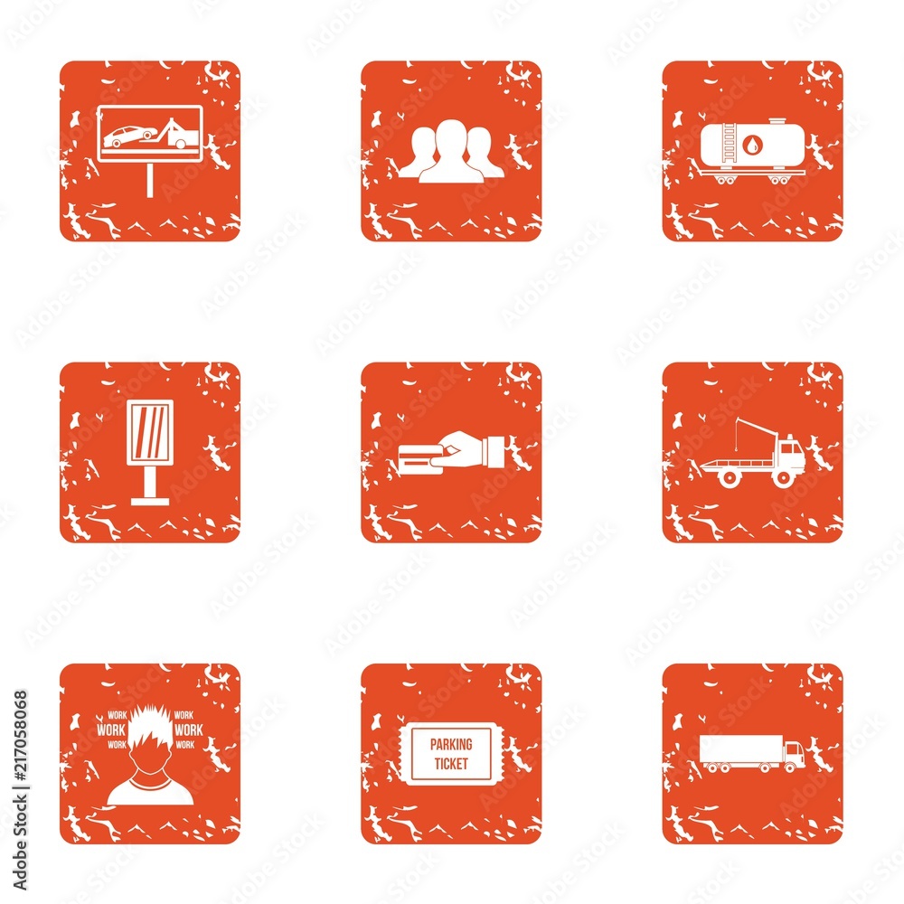 Poster Import icons set. Grunge set of 9 import vector icons for web isolated on white background