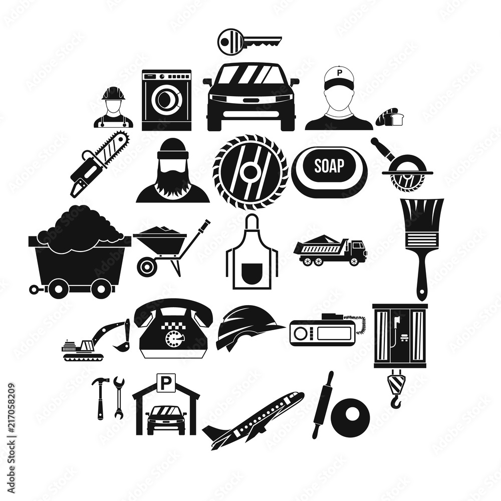 Poster working progress icons set. simple set of 25 working progress vector icons for web isolated on white