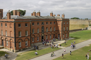 Tourists Walking in the Courtyard of Lincoln Castle 