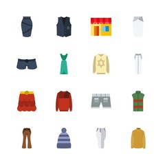 clothes icons set. construction, child, traffic and female graphic works